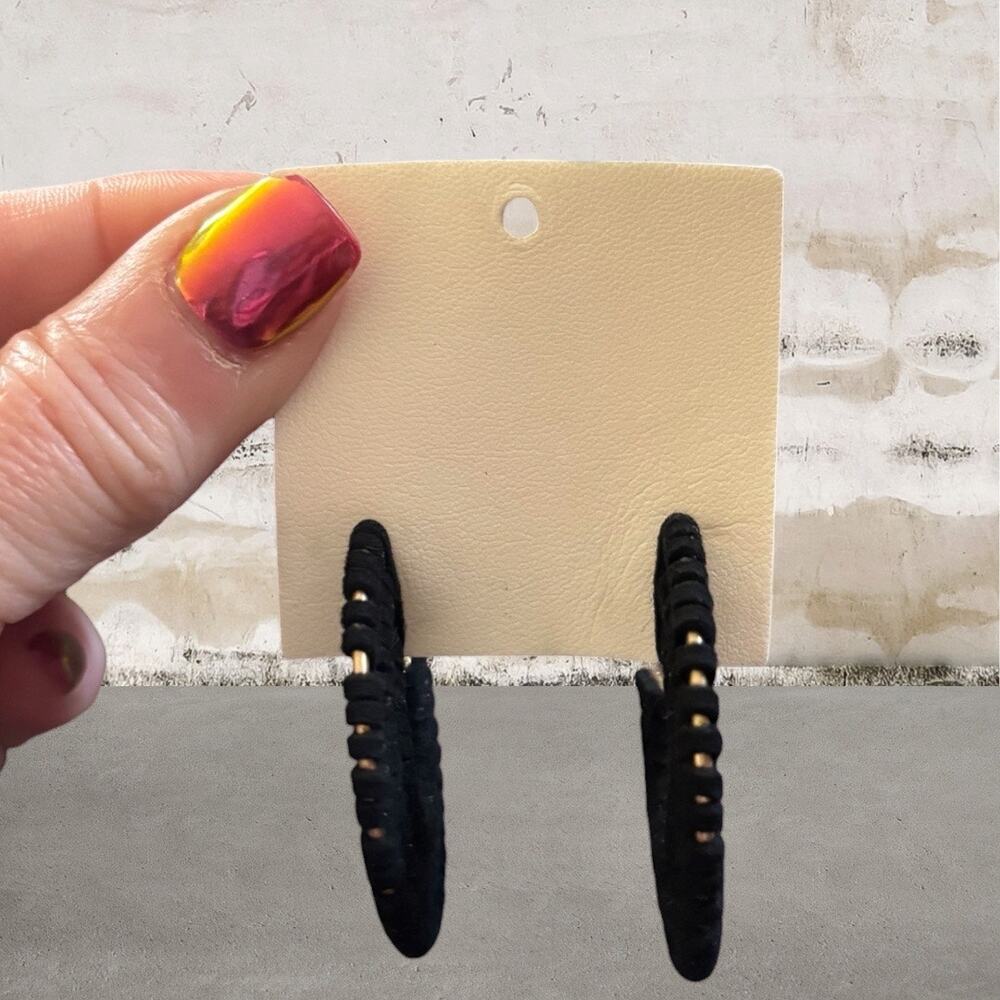 Free People See If I Care Black Hoops NWT - $38 MSRP